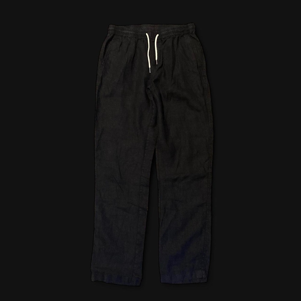 Quince black 100% European linen drawstring beach pants Men's S/32